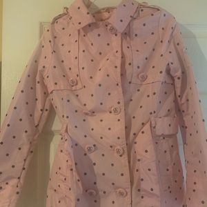 Beautiful pink and black pooka dot rain jacket